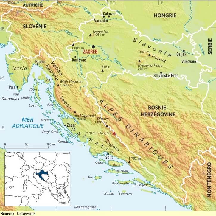 Geography 8 carte des montagnes de croatie