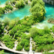 View of the waterfalls in the Plitvice park